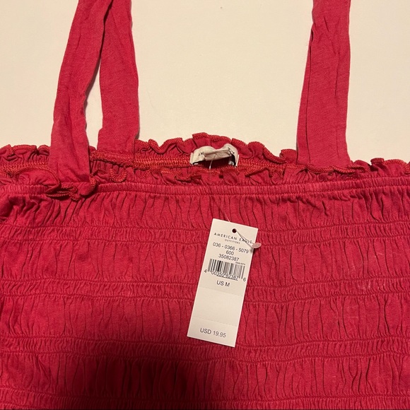 American Eagle Red Smocked Crop Top - Picture 7 of 8